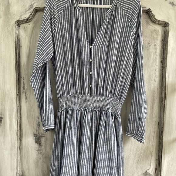 Rails Jasmine Dress Linen Blend Blue & White Stripe Size Large NEW - Picture 6 of 14